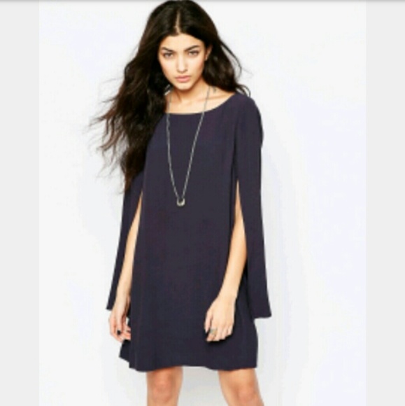 Free People Dresses & Skirts - Free People Kristals Mini Cape Dress Mineral w/poc